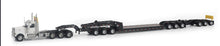 Load image into Gallery viewer, Peterbilt Model 589 131" BBC Tridem-Axle Tractor in White with Trail King TK170 Hydraulic Detachable Gooseneck Lowboy Trailer with Jeep and Booster