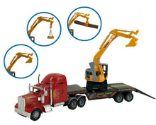 Load image into Gallery viewer, Big Rig Truck with Mini Excavator Toy For Kids